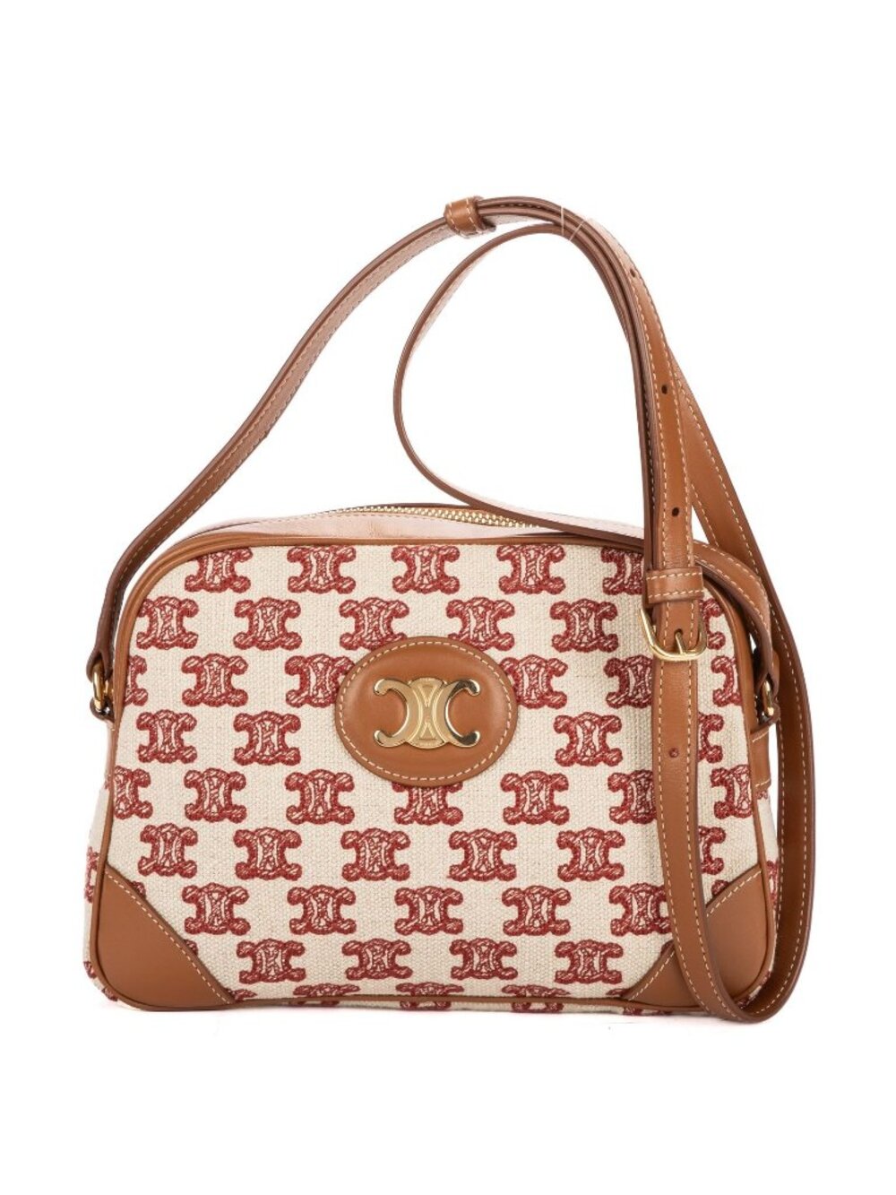 Celine Camera Bag Beige Red Canvas